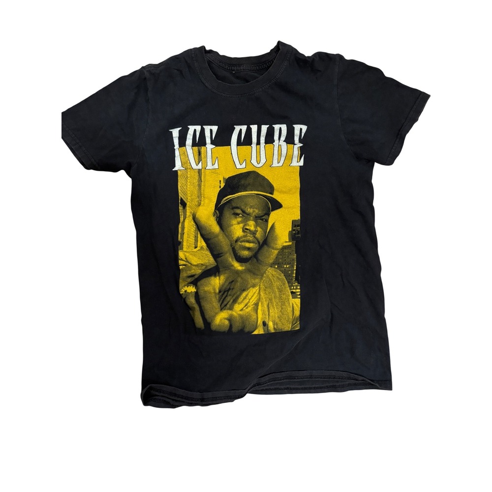 Ice Cube Graphic T-Shirt Kids Youth Medium Large Black Yellow Hip Hop Rap Tee